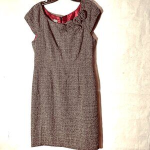 Muse Dress Size 14 Gray Floral Girlcore BalletCore Girl Boss Tweed Mini Midi